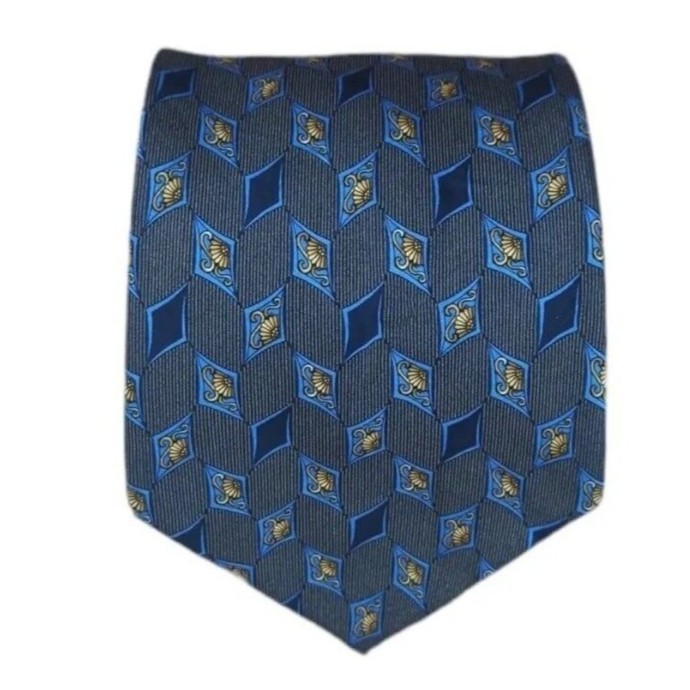 LANVIN Gray Geometric Silk Tie FRANCE 59"/ 3.8" EC
